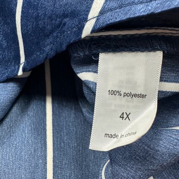 NWT Maurices Stripe Navy White Satin Button Down Satin Blouse Top Plus Size 4X - Picture 11 of 15